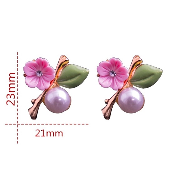 🌺Colorful Flower & Pearl Earrings - Picture 4 of 6